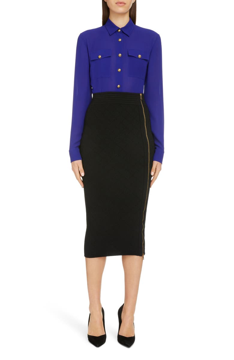 Balmain Silk Georgette Blouse, Alternate, color, 