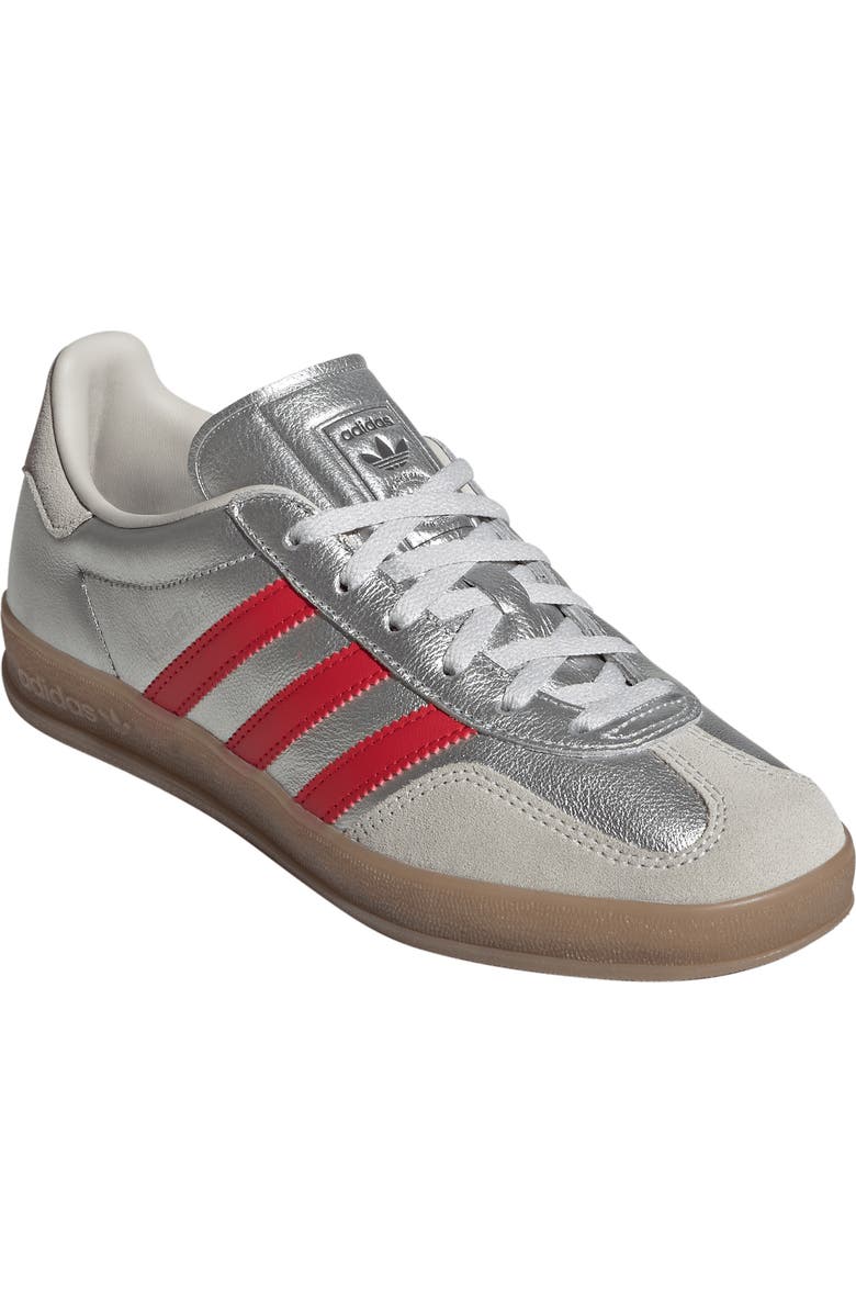 adidas Gazelle Indoor Sneaker, Main, color, Silver/ Scarlet/ Grey One