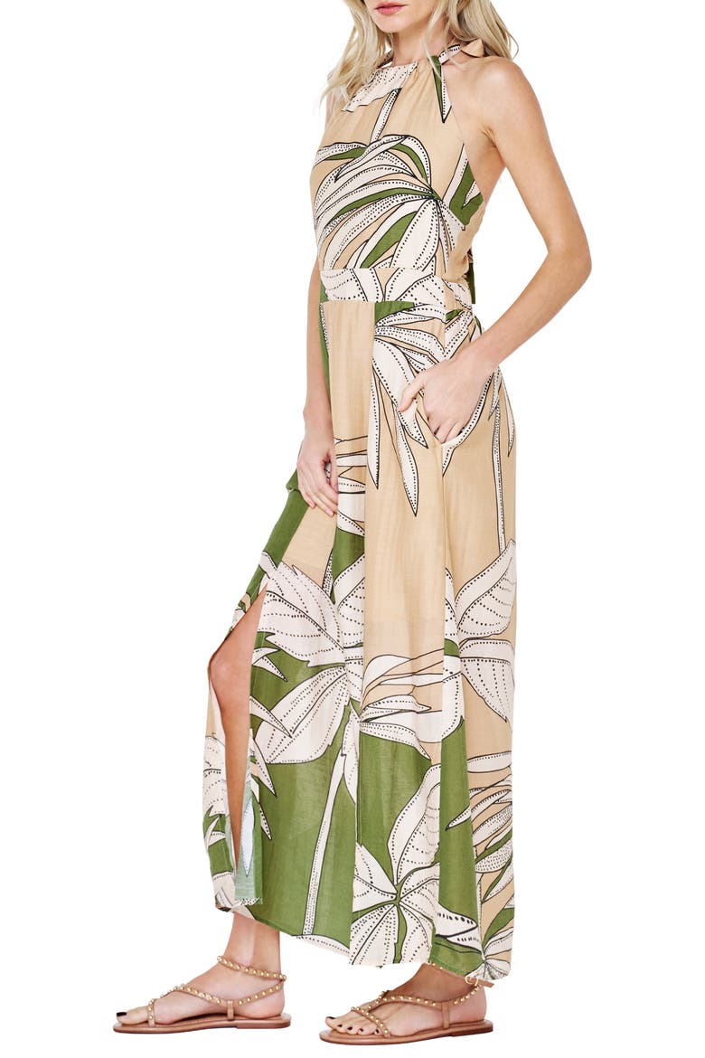 Charlotte Print Halter Maxi Dress, Alternate, color, GREEN MULTI
