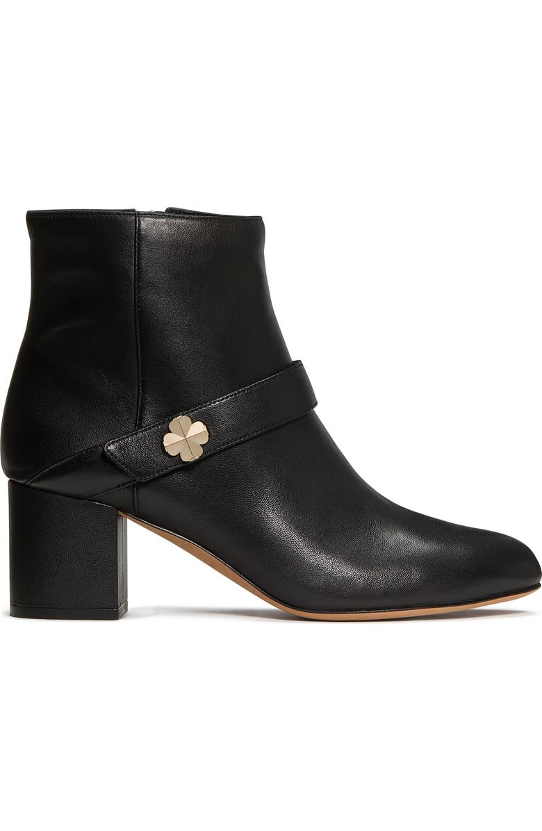 Kate Spade New York spade embellished block heel bootie, Alternate, color, Black