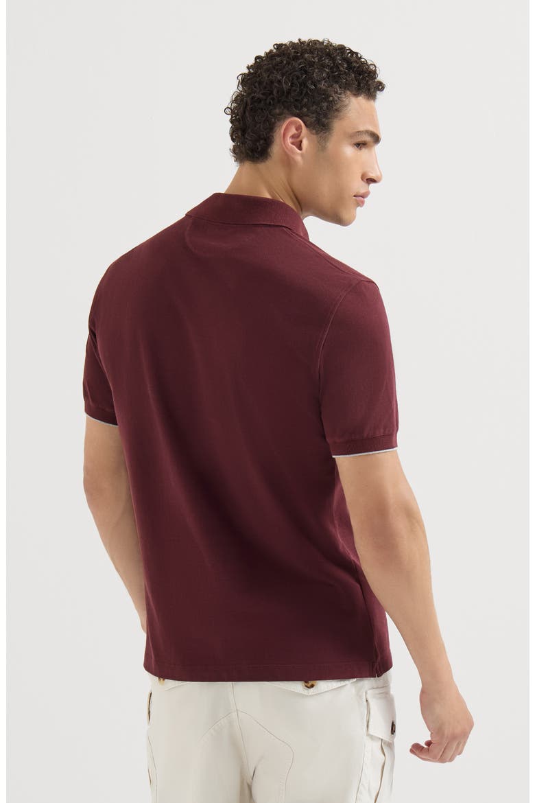 Cotton piqué polo shirt with logo, Alternate, color, Burgundy