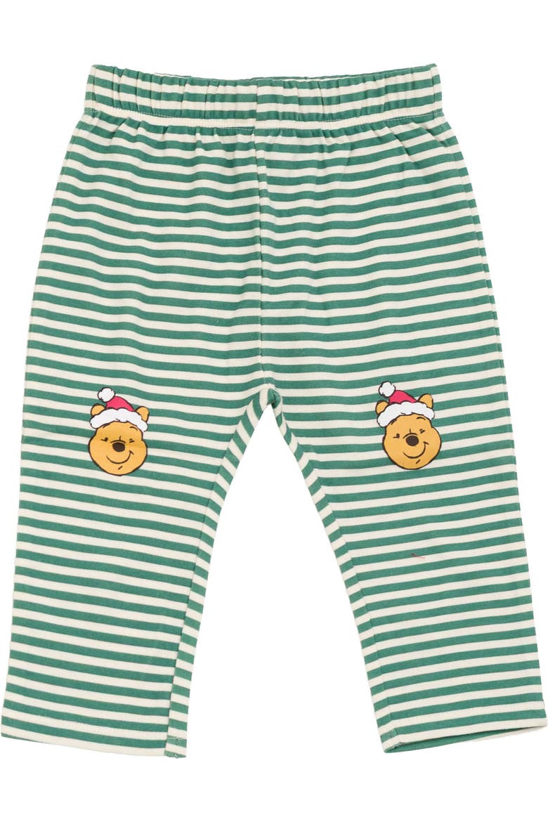 Winnie the Pooh Holiday Bodysuit Pants and Hat Set, Alternate, color, Pooh Cream Green