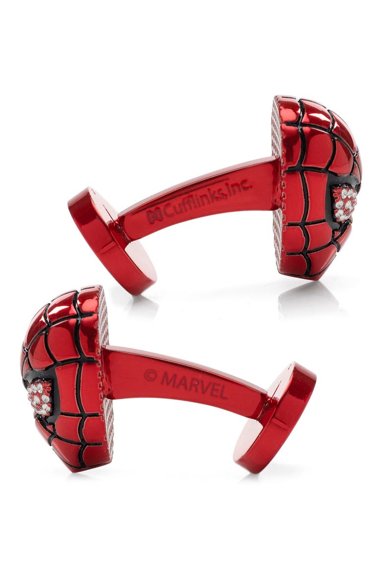 3D Spider-Man Cuff Links, Alternate, color, RED