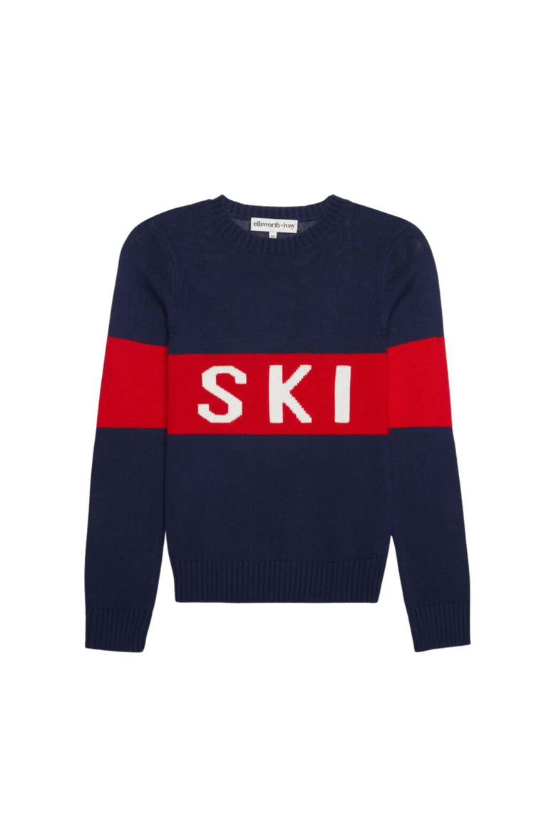 Block Ski Crewneck Sweater, Main, color, Navy