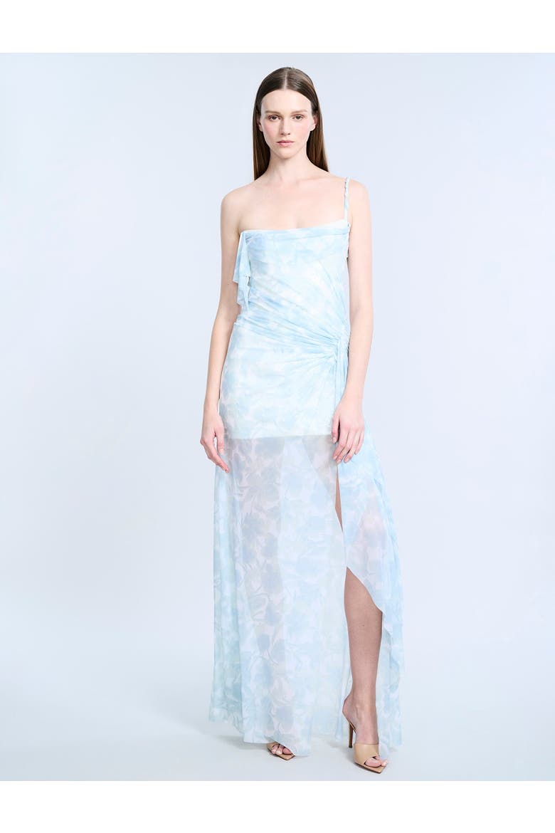 Mesh Sequin Gown, Main, color, Sky Floral Print