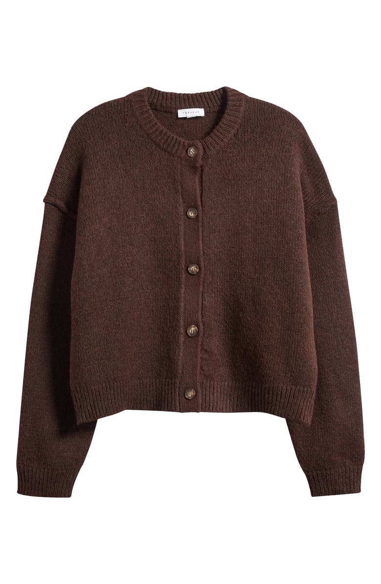 Topshop Exposed Seam Relaxed Fit Cardigan, Alternate, color, Brown