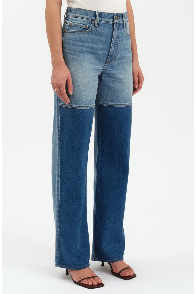 City Two-Tone High Waist Straight Leg Jeans, Alternate, color, DOUBLE DIP