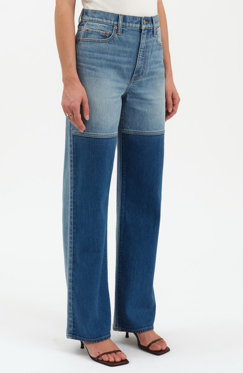 DAZE City Two-Tone High Waist Straight Leg Jeans, Alternate, color, Double Dip