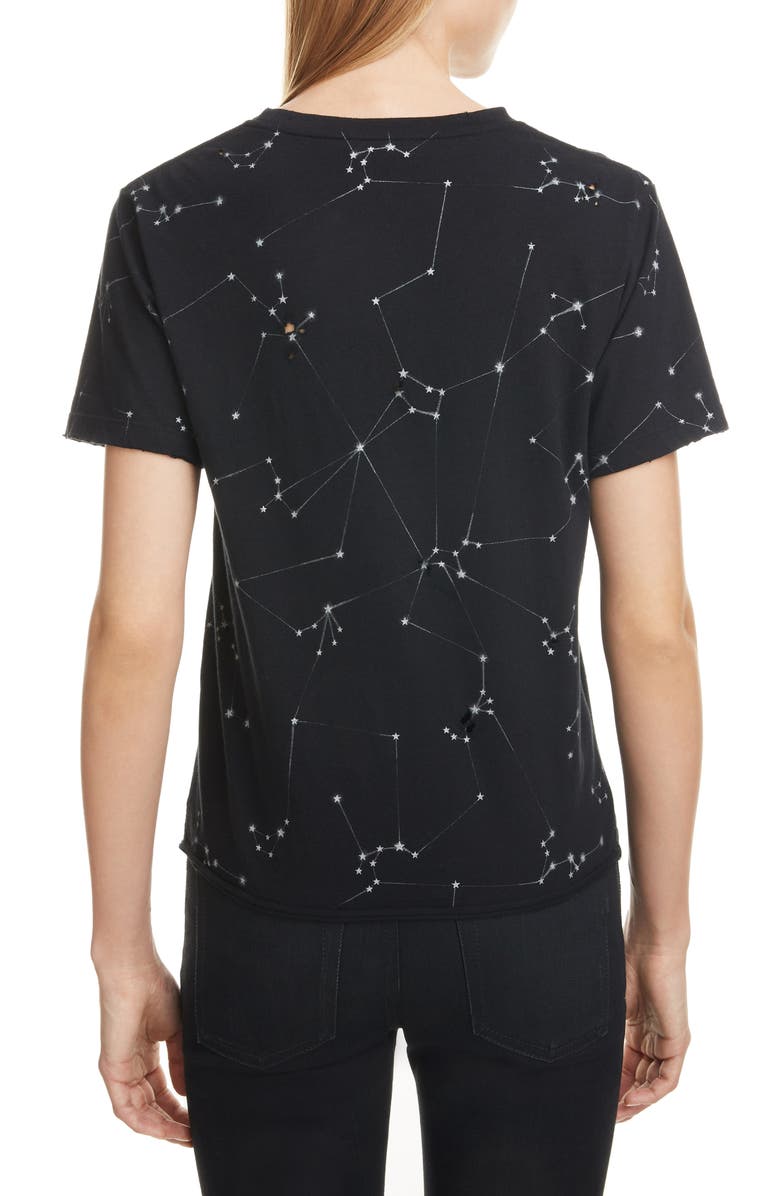 Saint Laurent Constellation Print Destroyed Crewneck Tee, Alternate, color,