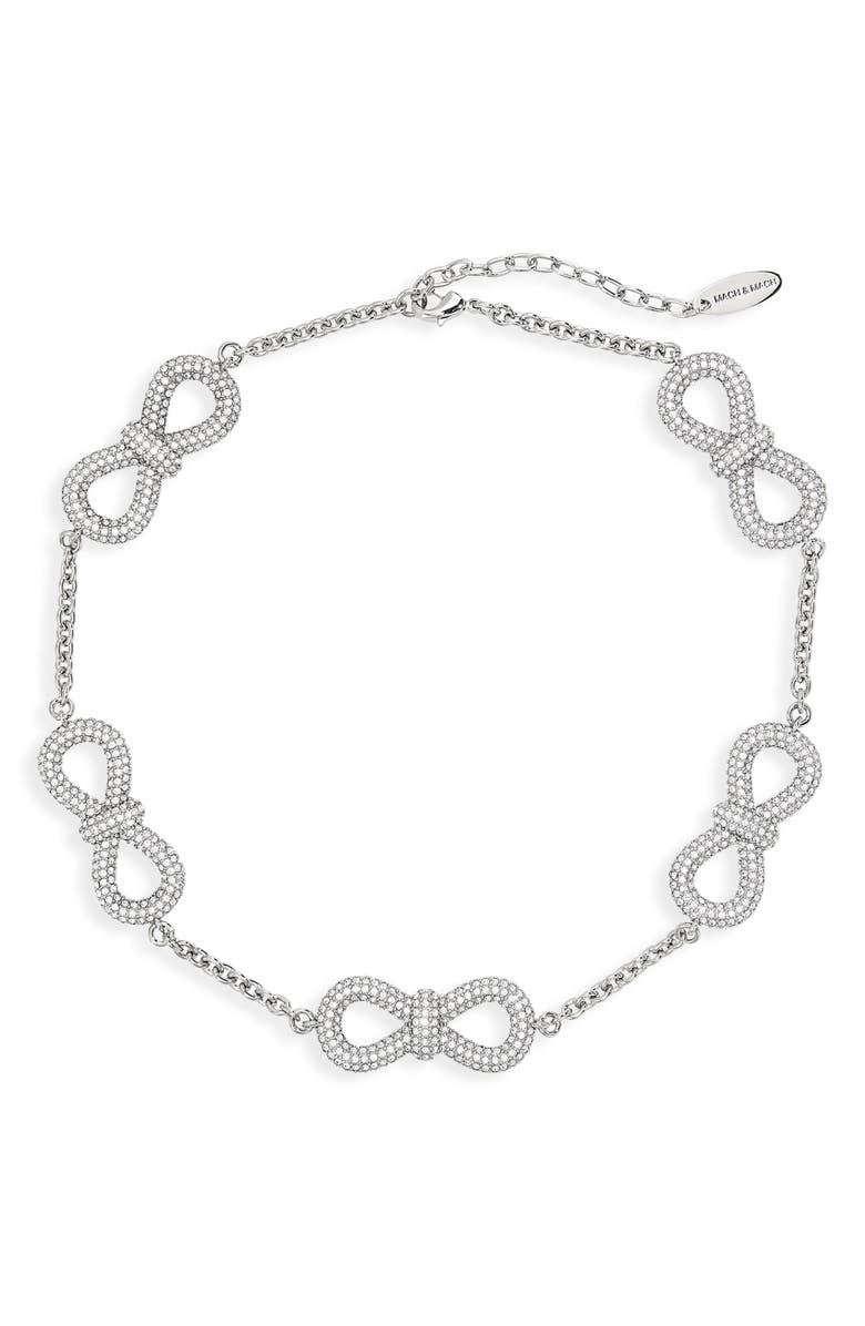 Mach & Mach Crystal Bow Station Choker Necklace, Main, color, 