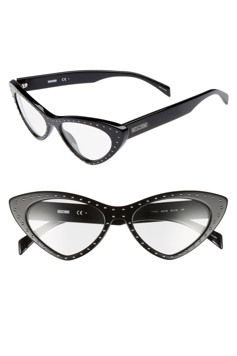 52mm Cat's Eye Sunglasses, Main, color, BLACK/ GOLD