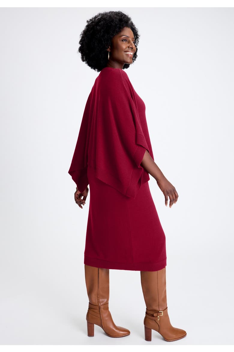 Cable Knit Cape Sweater Dress, Alternate, color, RICH BURGUNDY