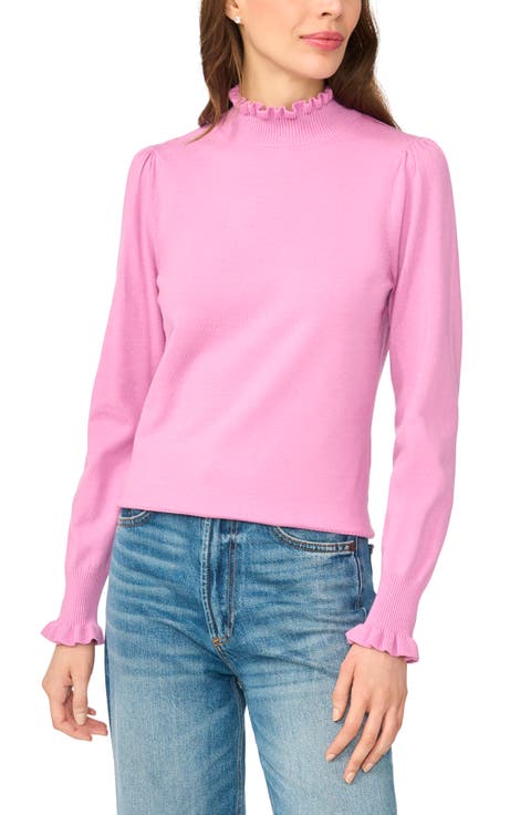 Ruffle Mock Neck Sweater