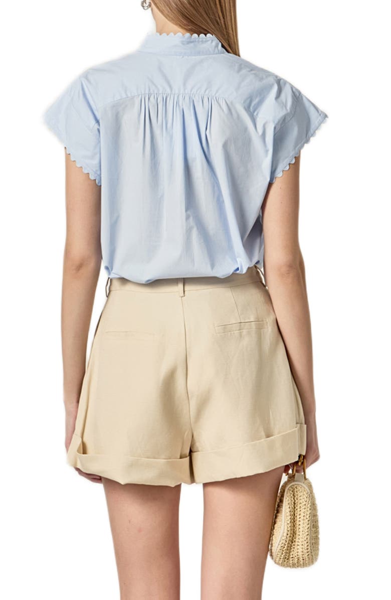 English Factory Rickrack Trim Button-Up Cotton Shirt, Alternate, color, Powder Blue