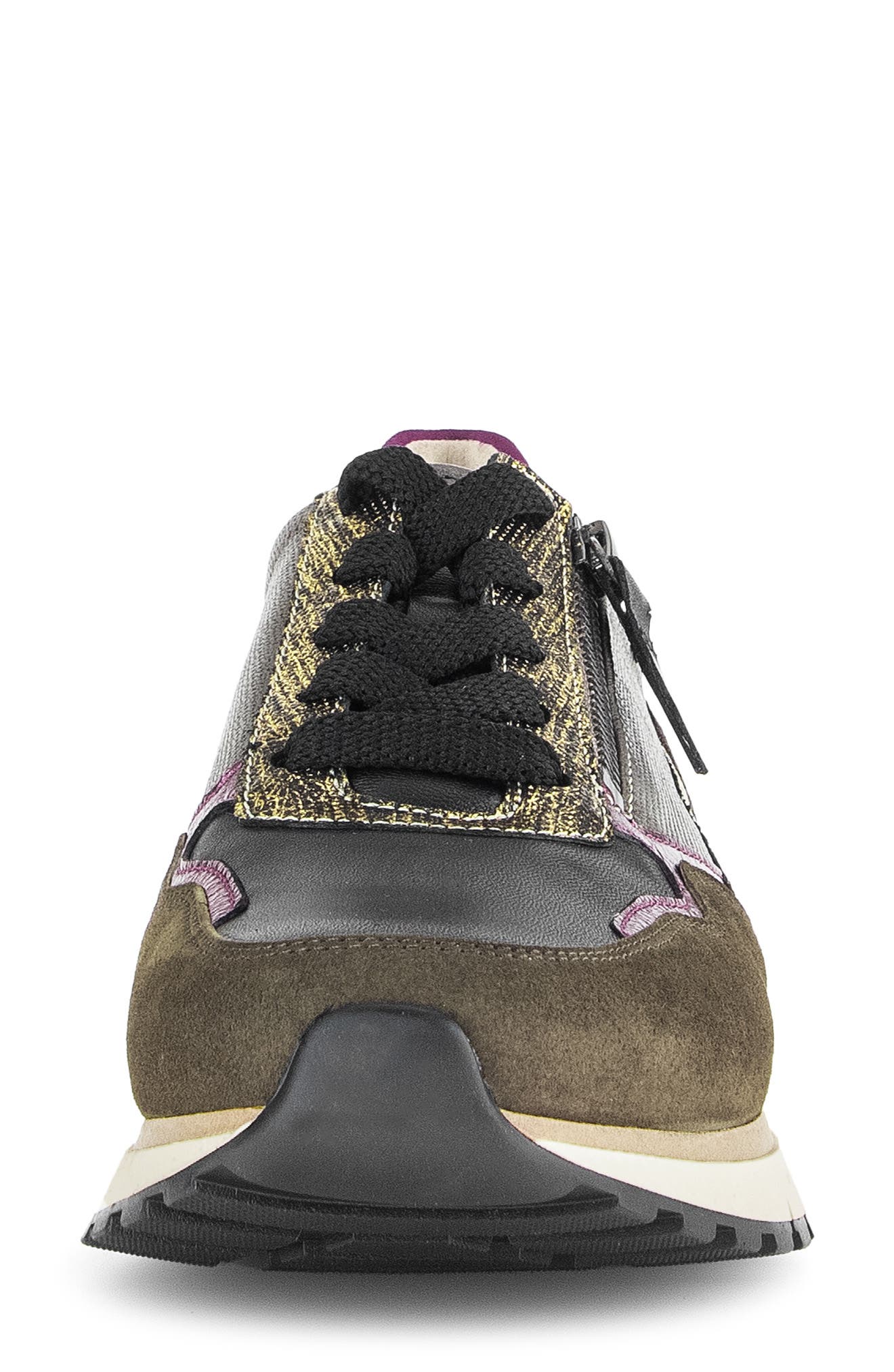 Gabor Leather Zip Sneaker, Alternate, color, Gold