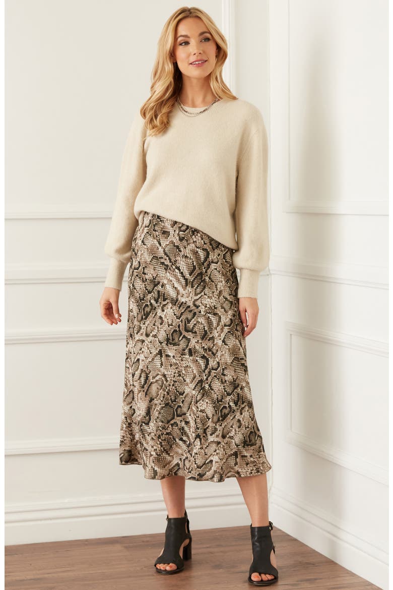 Bias Cut Snake Print Midi Skirt, Alternate, color, PRINT