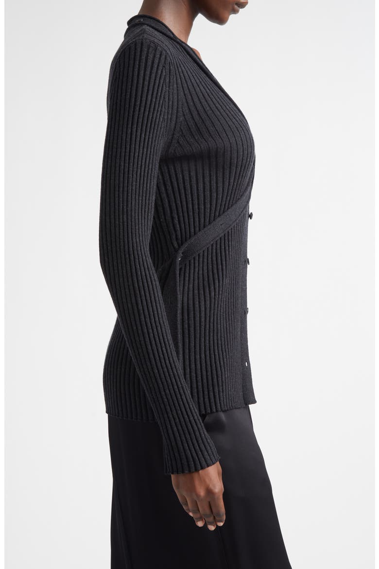 Convertible Merino Wool Rib Cardigan, Alternate, color, CHARCOAL MELANGE