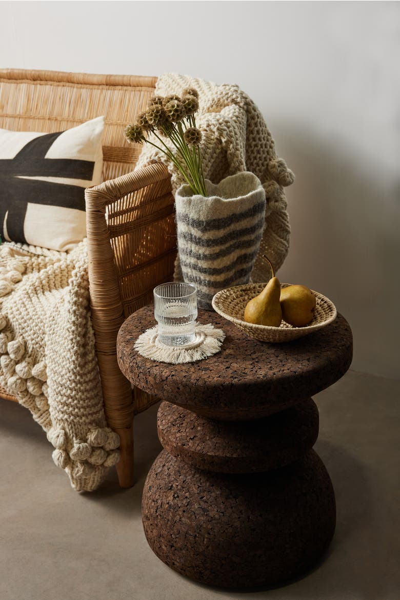 Hand-Felted Woven Wool Table Vase, Main, color, Eclipse