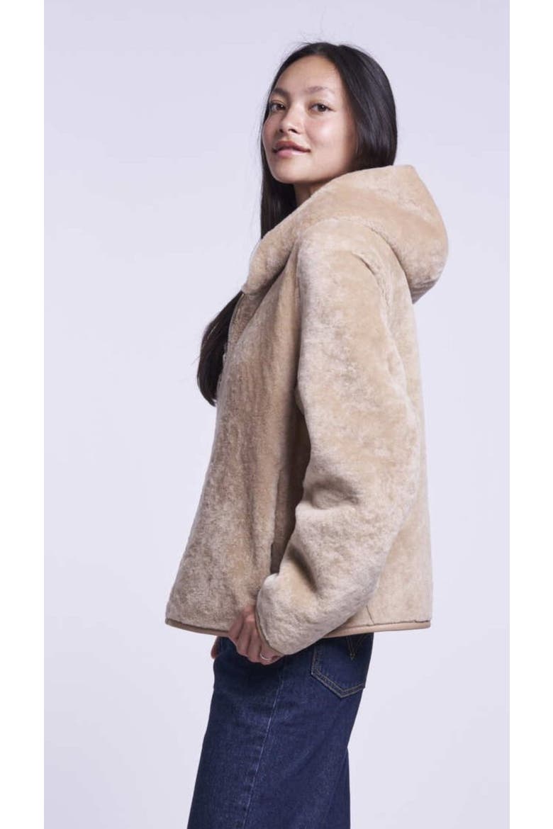 Cropped Shearling Jacket, Alternate, color, BEIGE