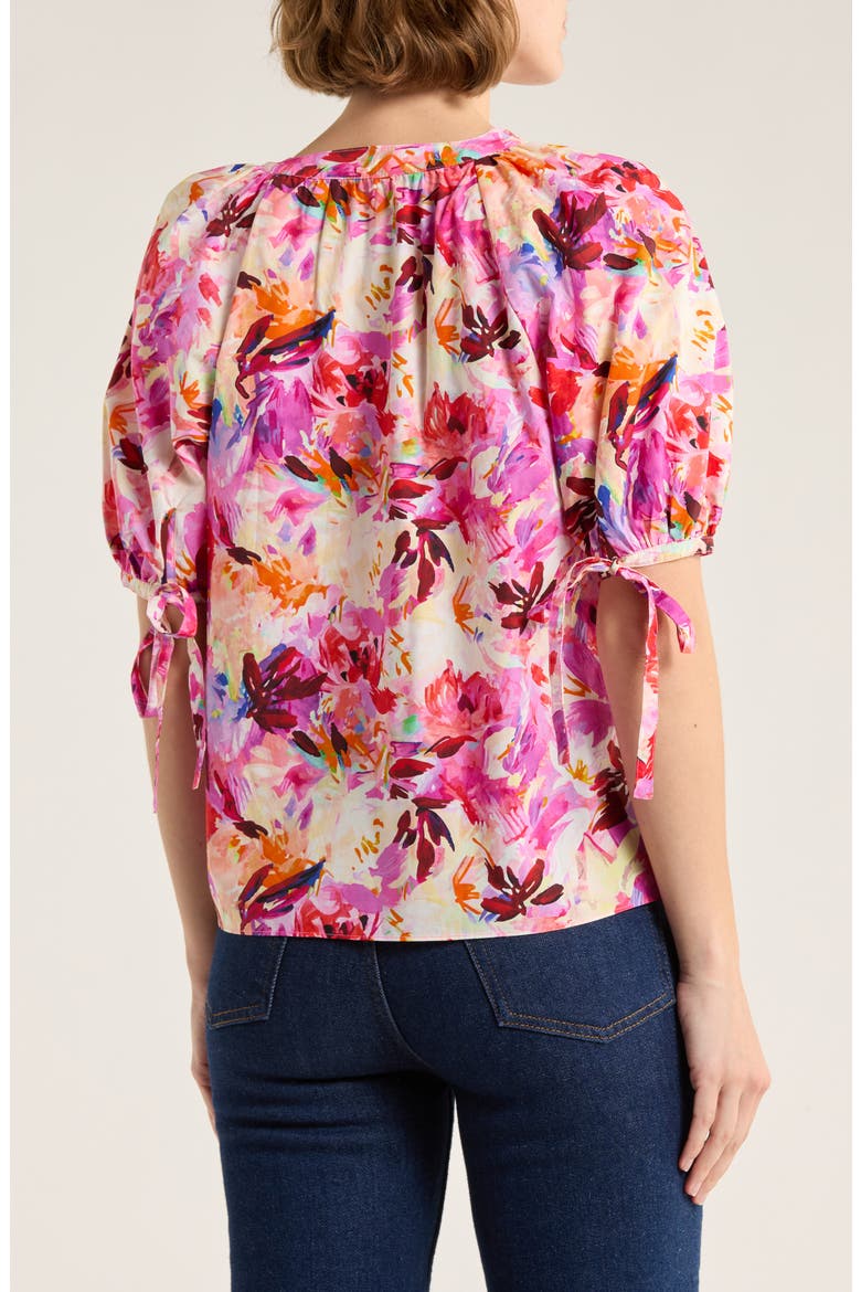 Vienne Floral Print Puff Sleeve Top, Alternate, color, AZALEA