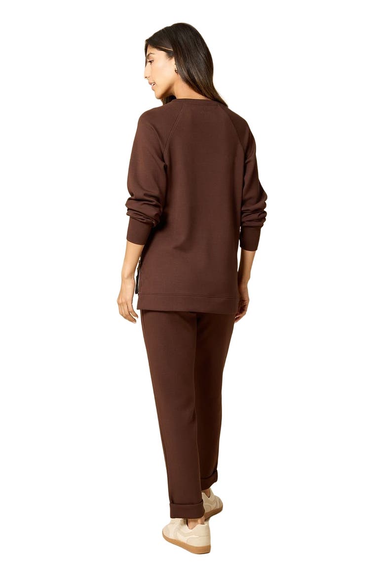Athleisure Crewneck and Crop Pant Set, Alternate, color, Espresso
