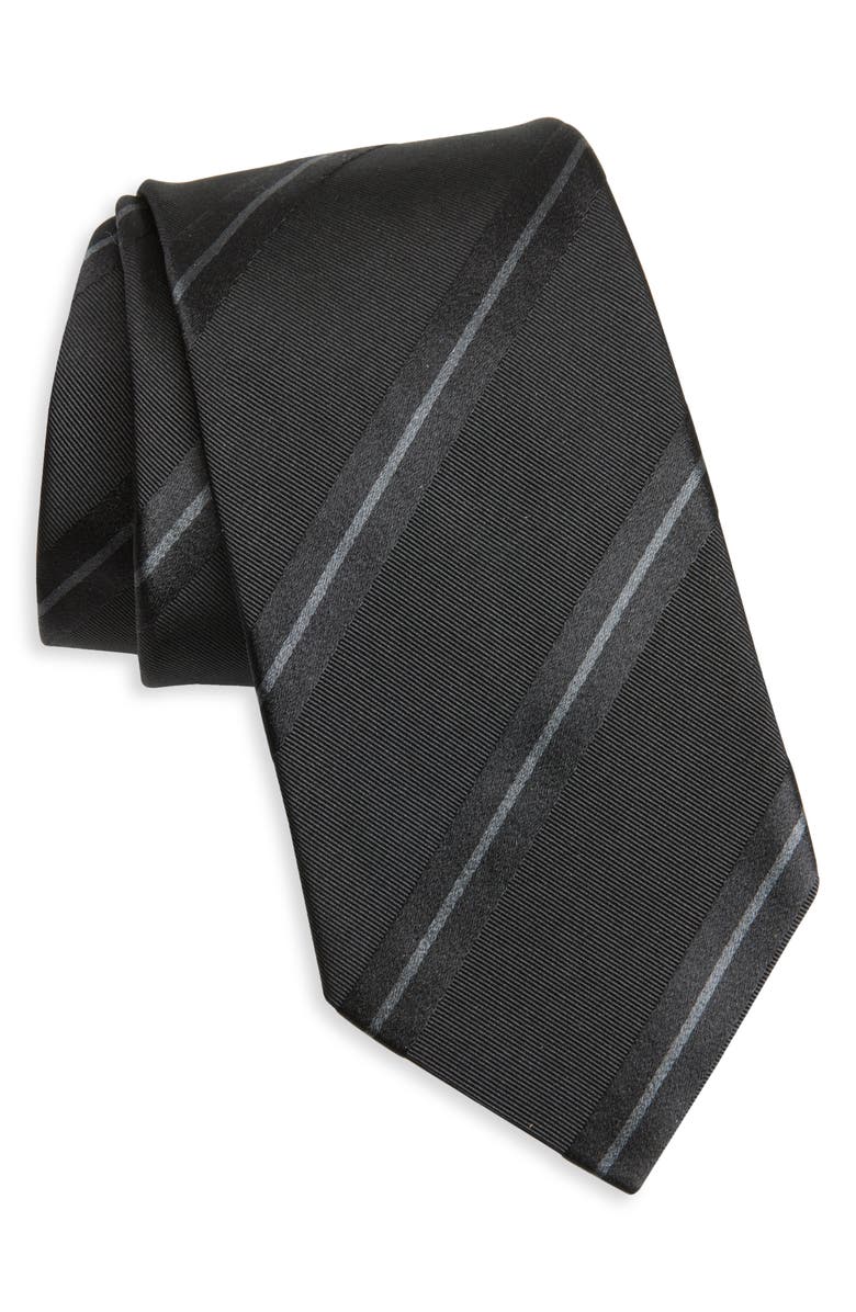 TOM FORD Jacquard Stripe Silk Tie, Main, color, Lb999 Black