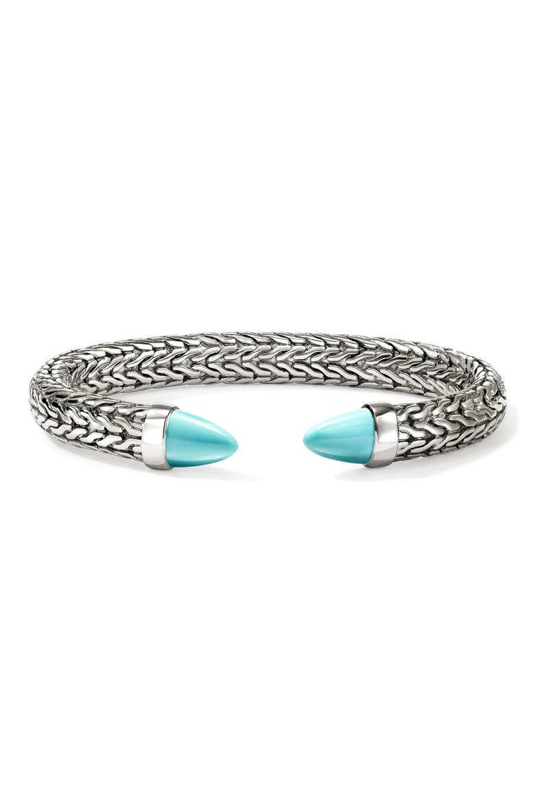 Spear 50 Flex Cuff Bracelet, Main, color, SILVER/ TURQUOISE