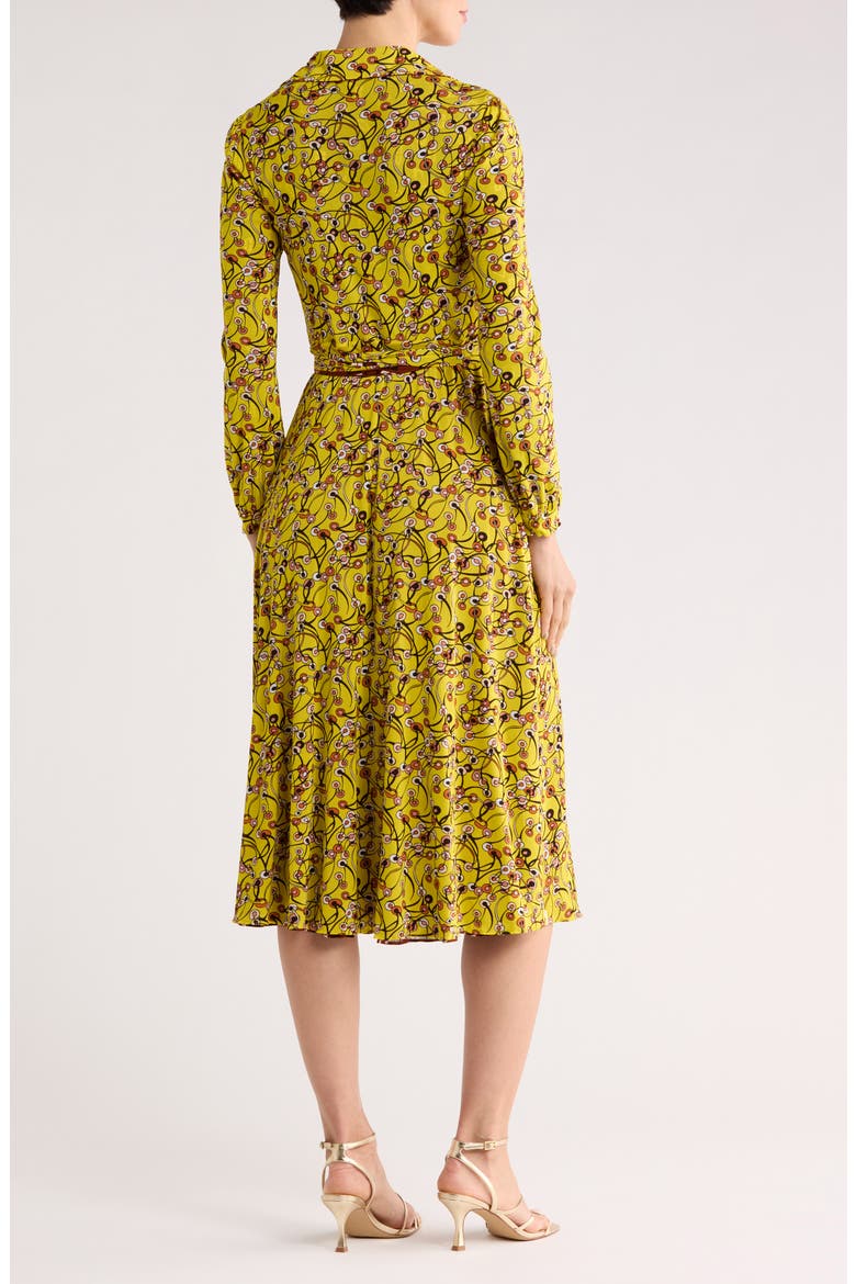 Phoenix Floral Reversible Long Sleeve Wrap Dress, Alternate, color, OLIVE YELLOW/ BROWN SM