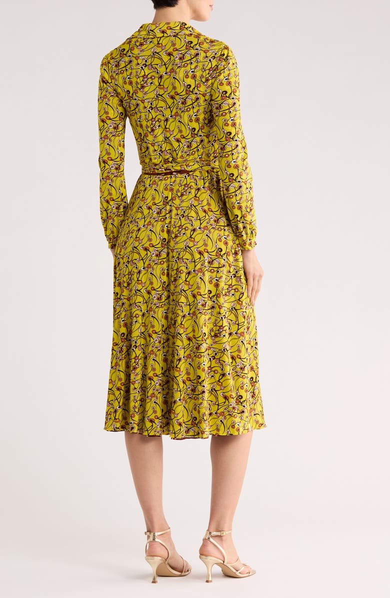 Diane von Furstenberg Phoenix Floral Reversible Long Sleeve Wrap Dress, Alternate, color, Olive Yellow/ Brown Sm