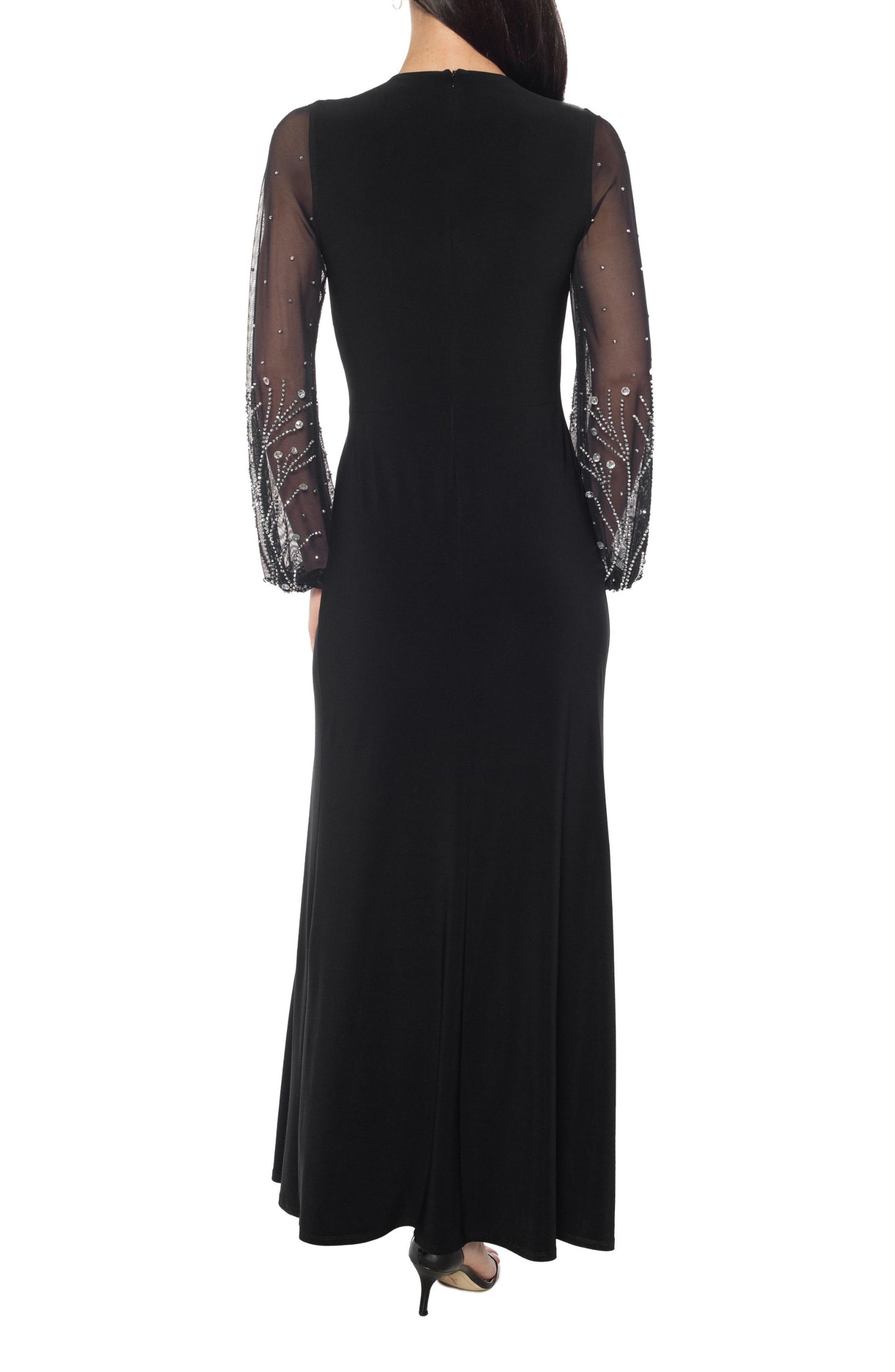 Beaded Long Sleeve Jersey Gown - image 2