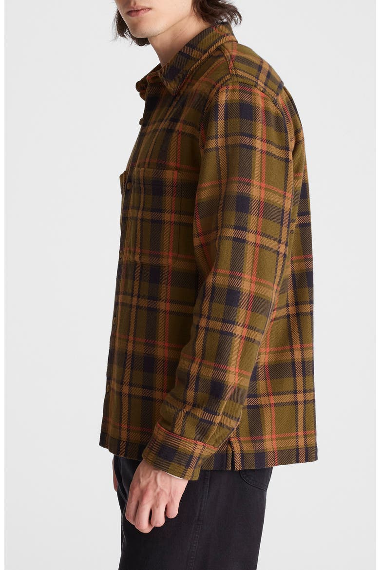 Plaid Midweight Flannel Button-Up Shirt, Alternate, color, OLIVE PLAID
