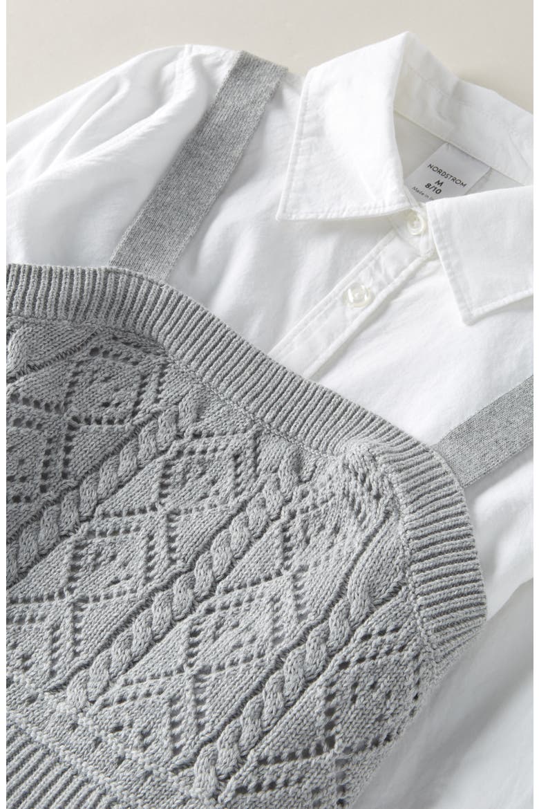 Kids' Knit Tank & Button-Up Shirt Set, Alternate, color, WHITE- GREY HEATHER