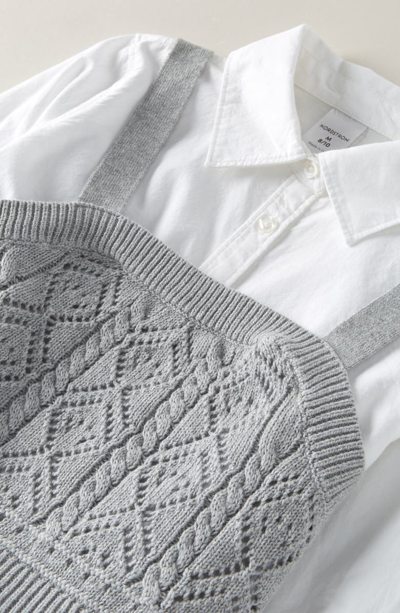Nordstrom Kids' Knit Tank & Button-Up Shirt Set, Alternate, color, White- Grey Heather