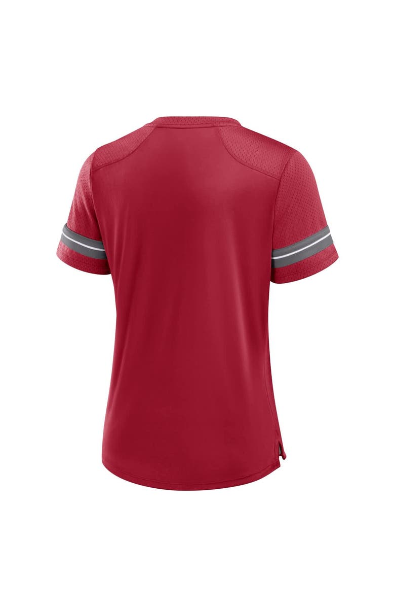 FANATICS Women's Fanatics Crimson Oklahoma Sooners Fundamental Overtime Readiness Athena Lace-Up V-Neck T-Shirt, Alternate, color, Crimson