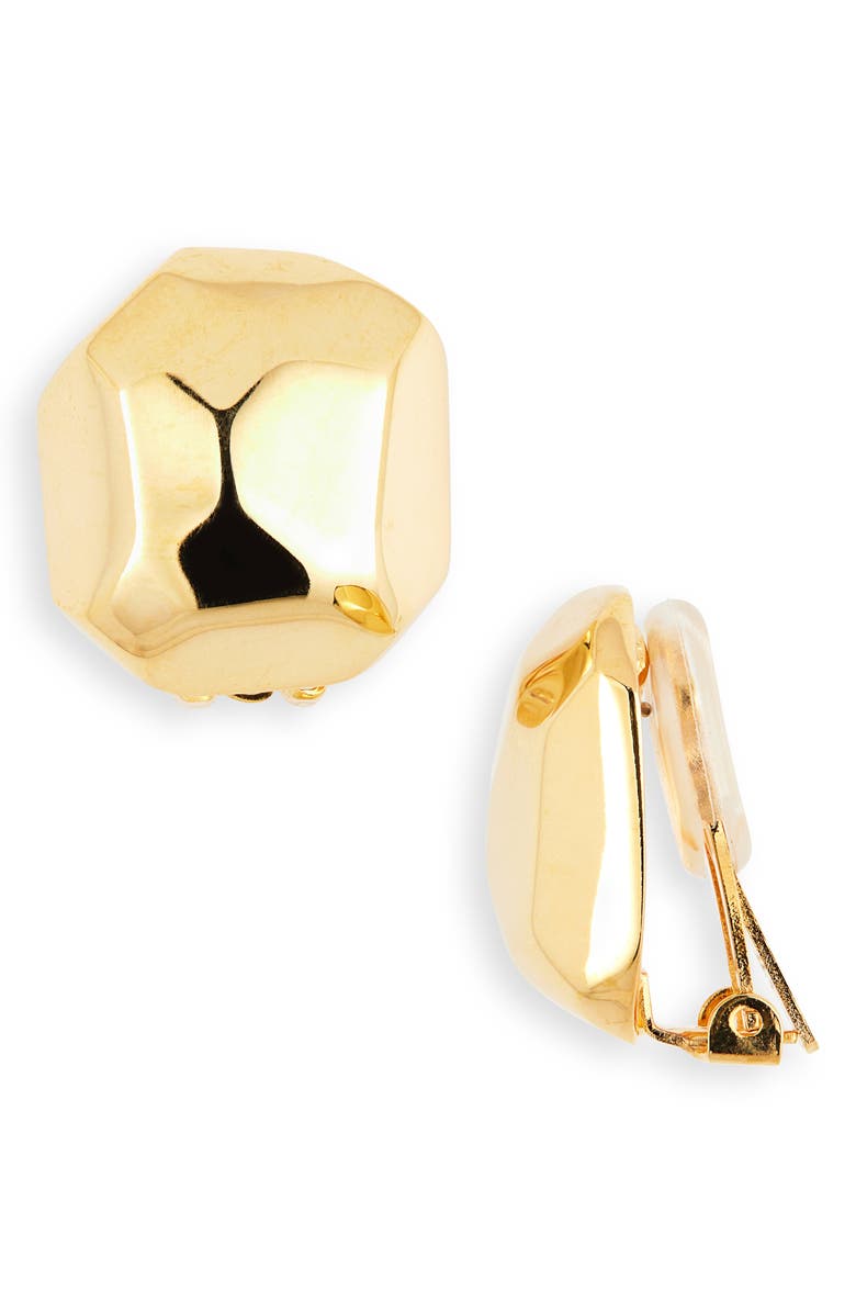 Kenneth Jay Lane Sculpted Button Earrings, Main, color, Polished Gold