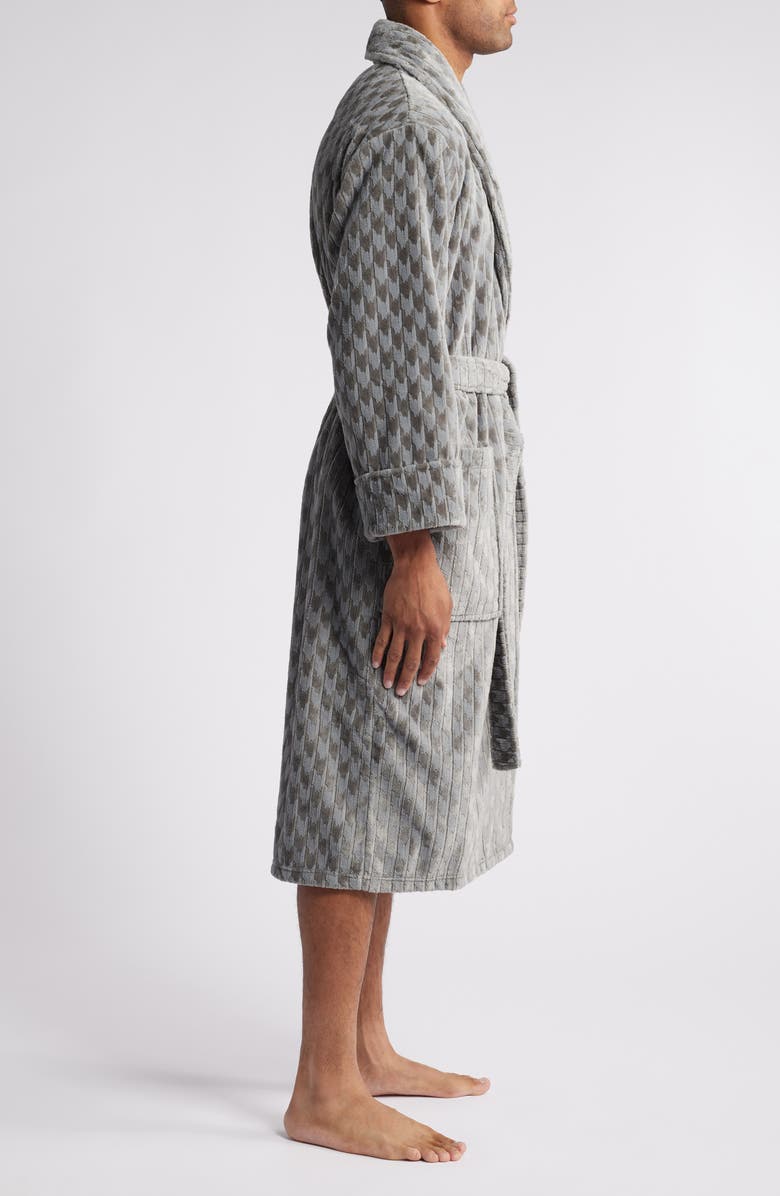 Daniel Buchler Houndstooth Stripe Fleece Robe, Alternate, color,