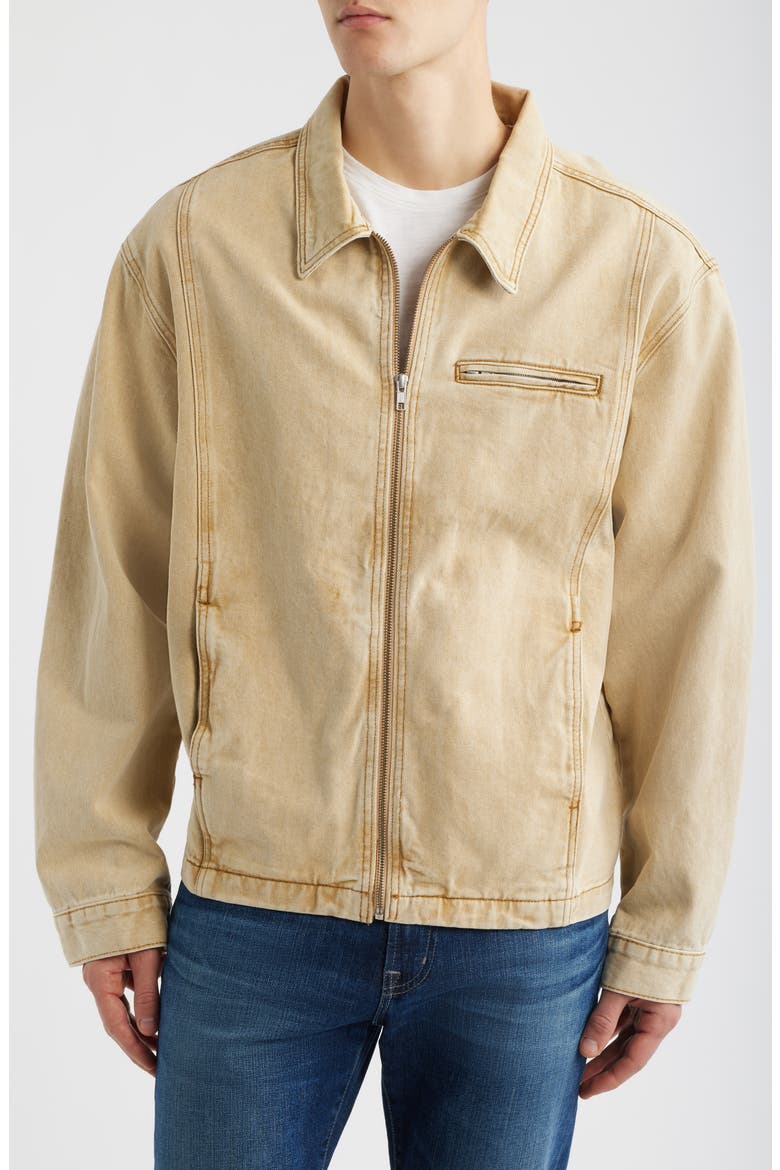 Boulevard Zip Denim Jacket, Alternate, color, WHEAT