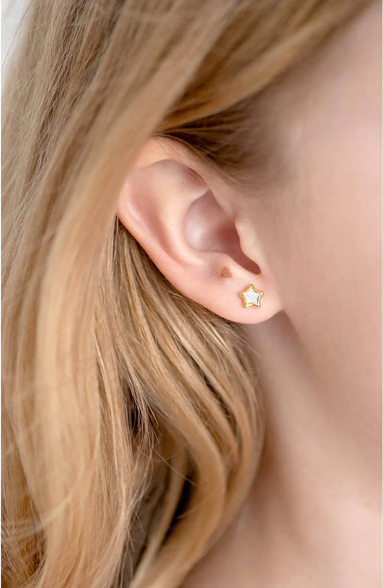 In Season Jewelry 14k Mother of Pearl Star Earrings, Alternate, color, Gold