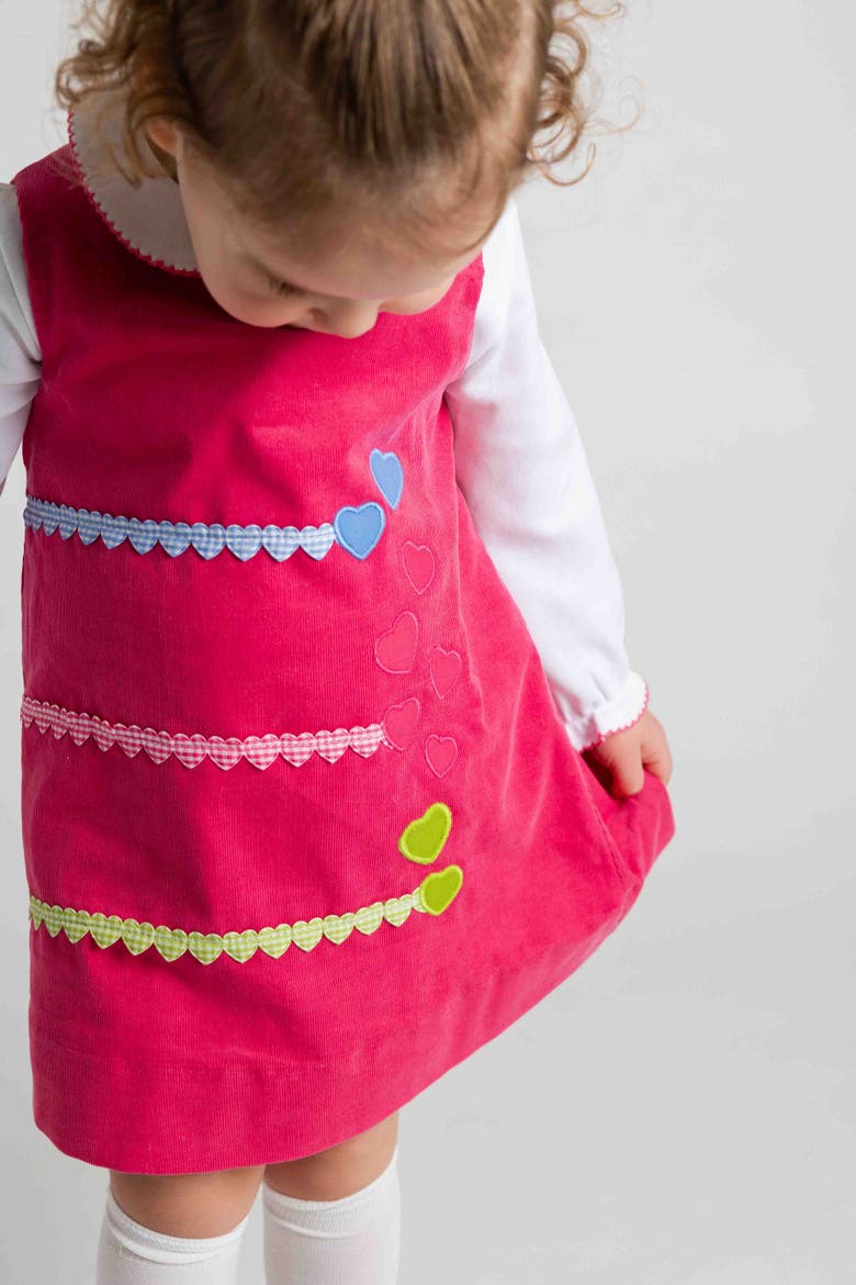 Corduroy Jumper With Hearts, Alternate, color, Pink, Blue, Green