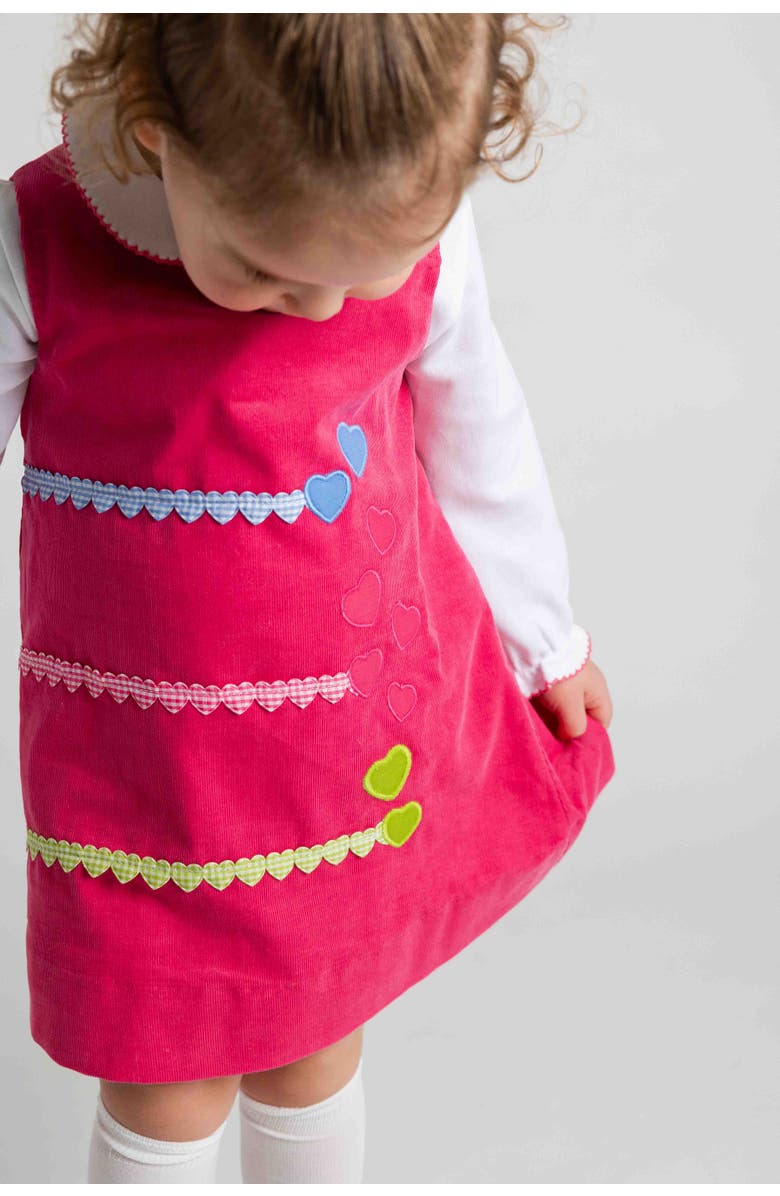Florence Eiseman Corduroy Jumper With Hearts, Alternate, color, Pink, Blue, Green