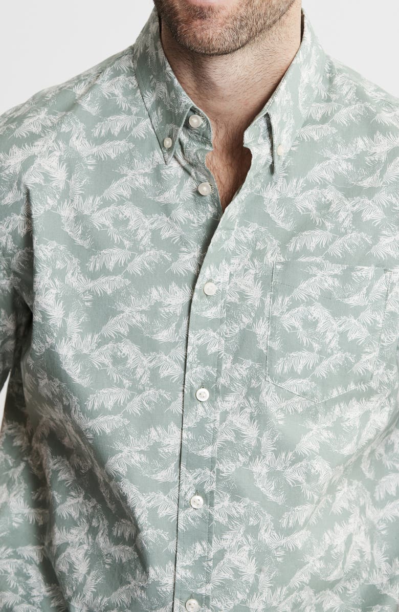 JACHS Bay Stretch Oxford Short Sleeve Shirt, Alternate, color, Green Leaf Print