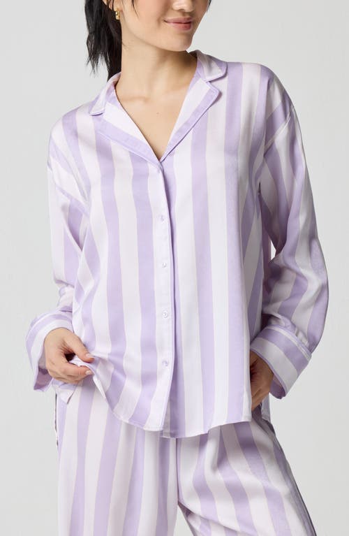 Florence By Mills Dream Satin Pajama Shirt In Purple