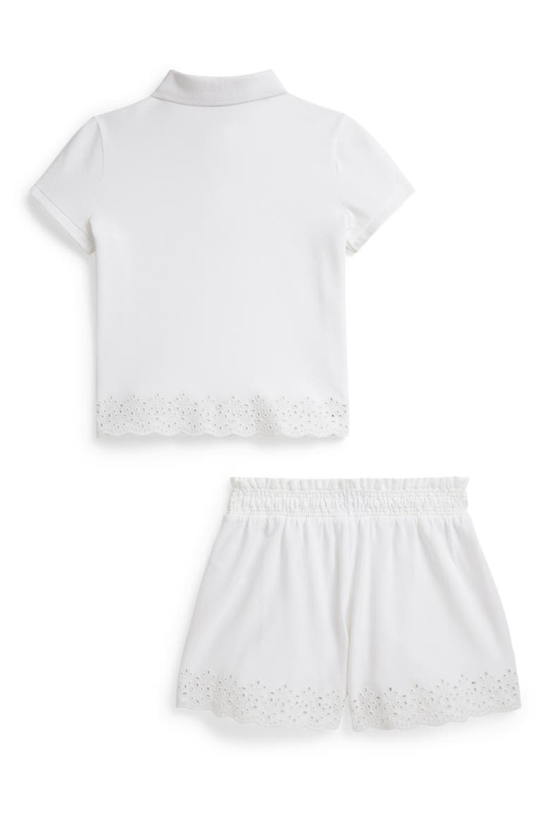 Kids' Eyelet Detail Polo Shirt & Shorts Set, Alternate, color, WHITE