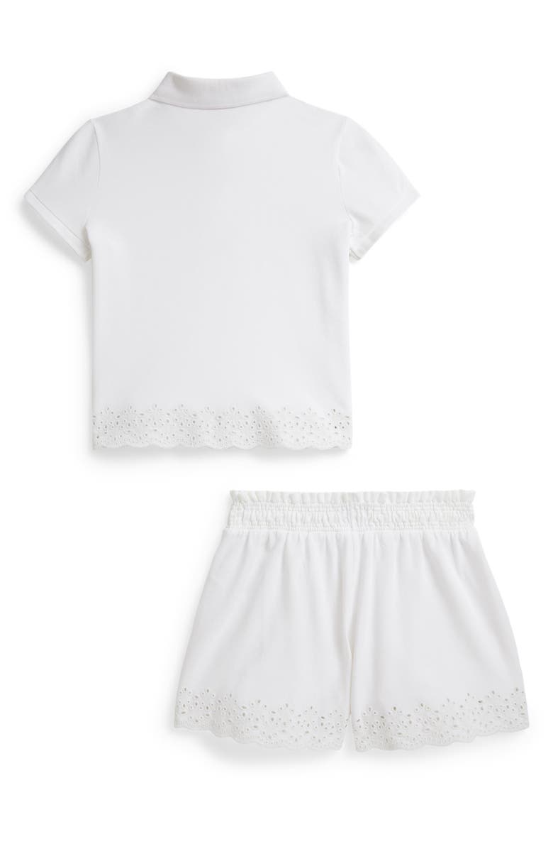 Polo Ralph Lauren Kids' Eyelet Detail Polo Shirt & Shorts Set, Alternate, color, White