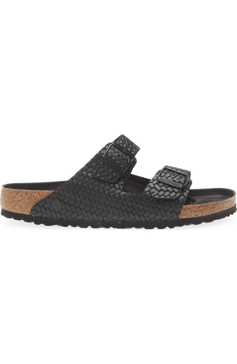 Birkenstock Arizona Woven Embossed Slide Sandal, Alternate, color, Black