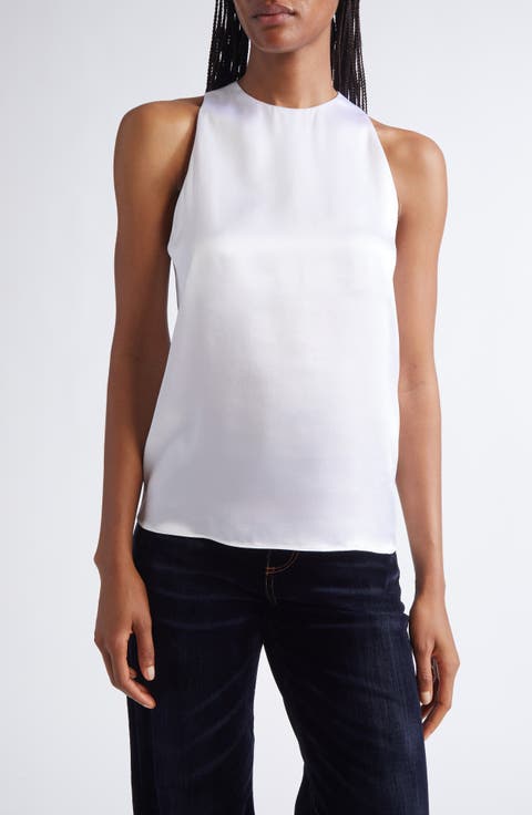 Sleeveless Silk Satin Top