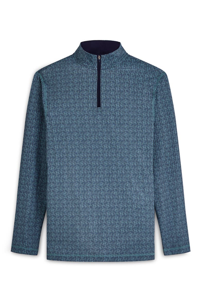 OoohCotton® Print Quarter Zip Pullover, Alternate, color, PEACOCK