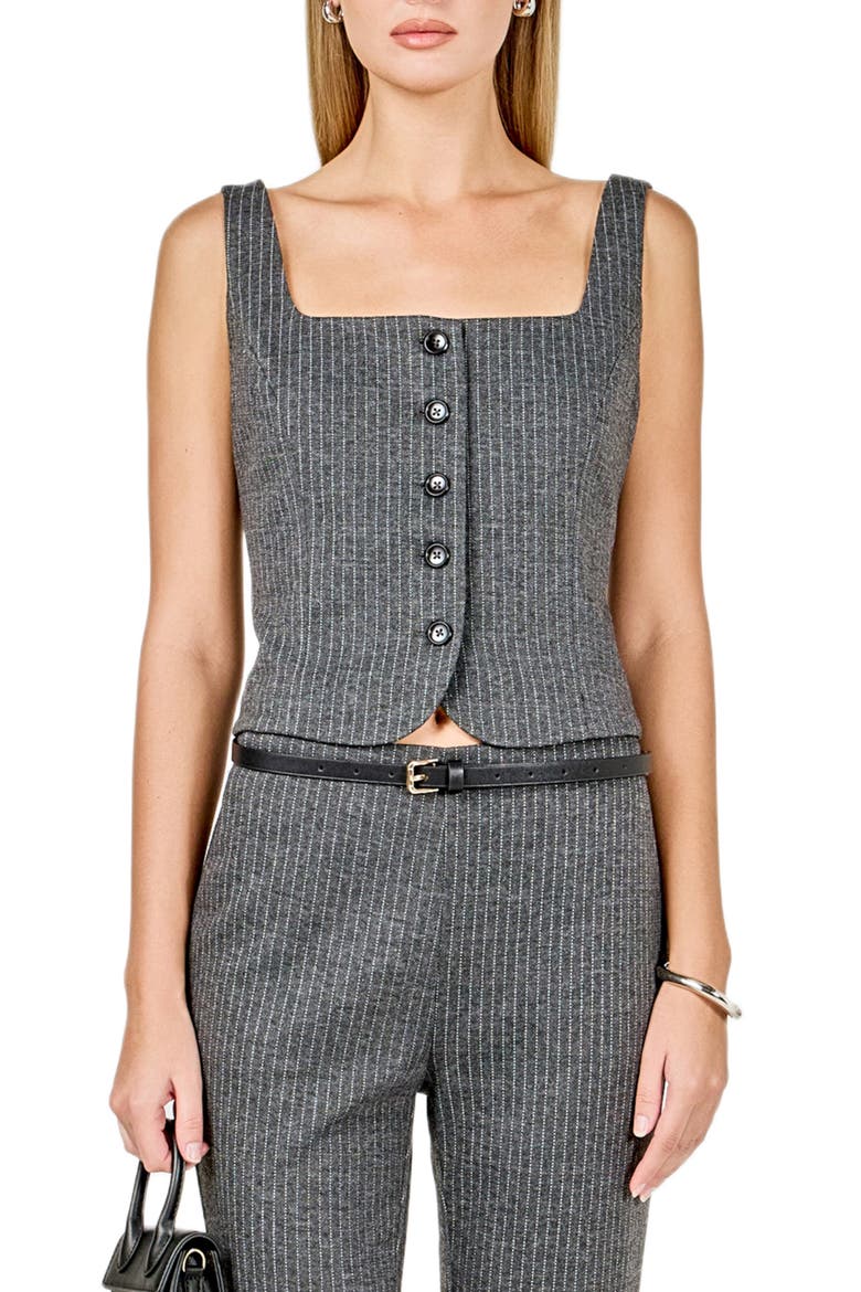 Pinstripe Knit Vest, Main, color, GREY