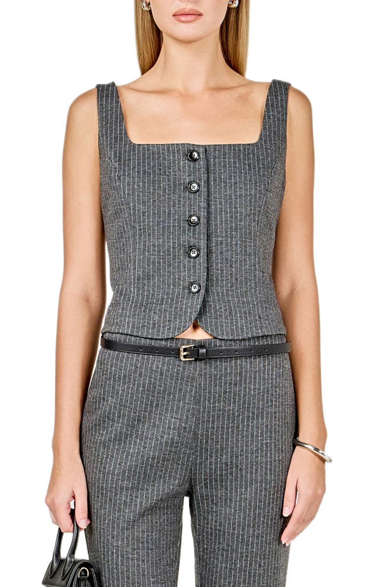 Endless Rose Pinstripe Knit Vest, Main, color, Grey
