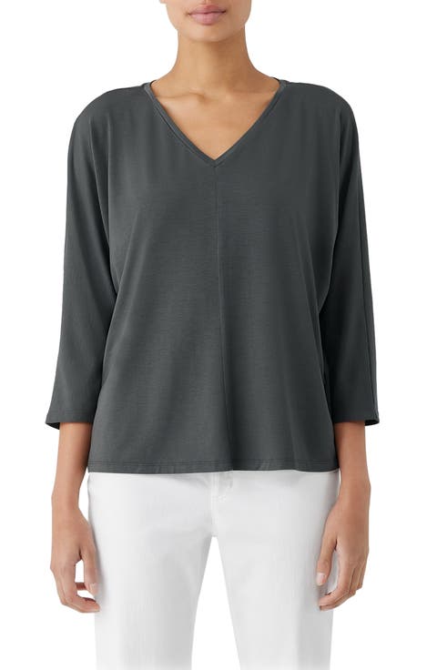 V-Neck Three-Quarter Sleeve Top